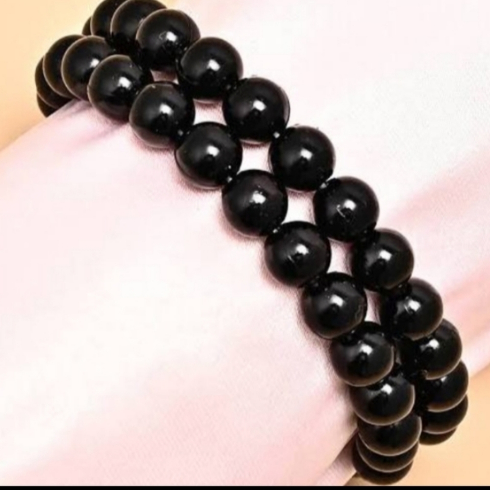 Beautiful Black Onyx Gemstone Beaded Bracelet 8mm